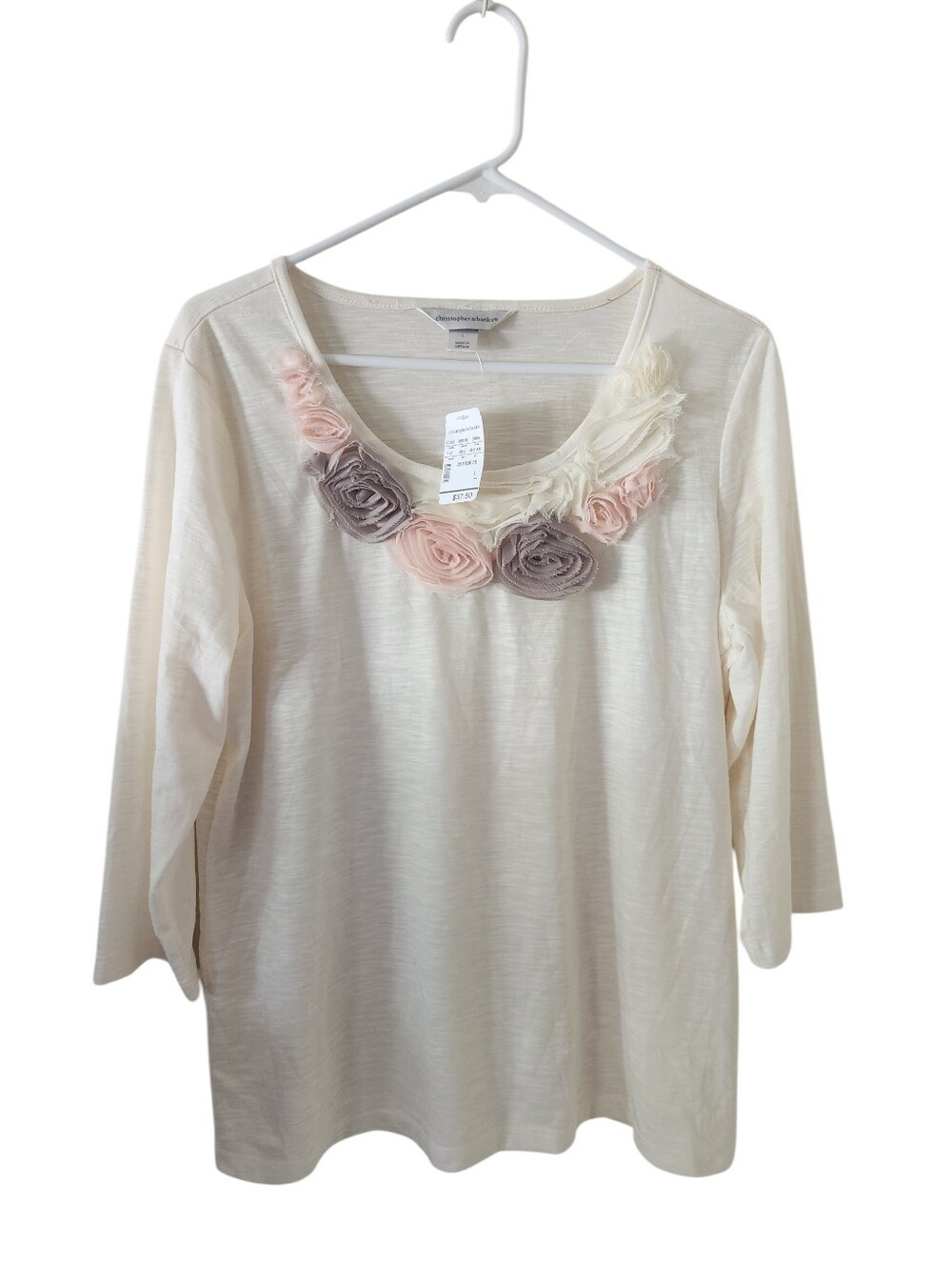 Christopher & Banks Decorative Flower Detail Top New